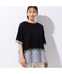 MISSEL(ミゼール)/ロゴ刺繍コットンTシャツ/ブラック