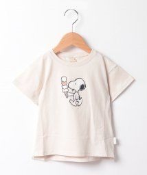 petit main(プティマイン)/【Re:Yarn】スヌーピーTシャツ/薄ベージュ