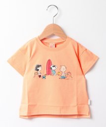 petit main(プティマイン)/【Re:Yarn】スヌーピーTシャツ/ライトオレンジ