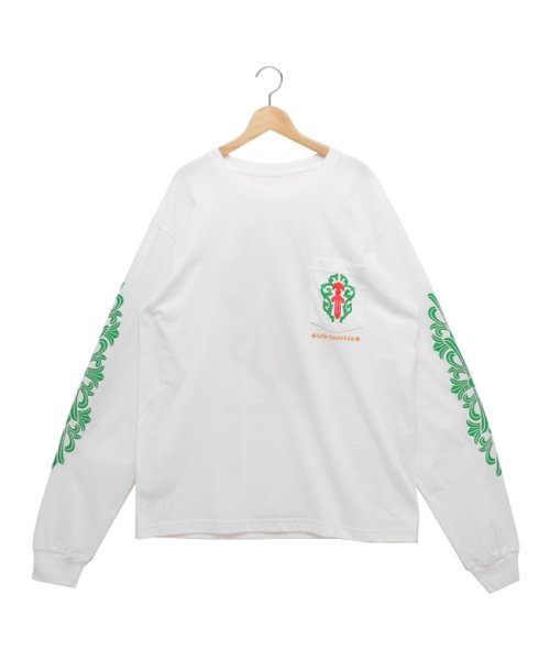クロムハーツ Tシャツ カットソー ロンT ホワイト グリーン メンズ  