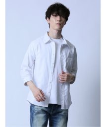 semanticdesign(セマンティックデザイン)/リネン混 レギュラーカラー7分袖シャツ/ホワイト