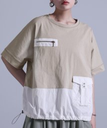 osharewalker/『カットソー×ナイロン異素材Tシャツ』/506210510