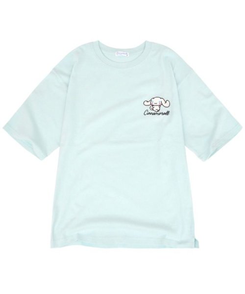 Sanrio characters(サンリオキャラクターズ)/シナモロール Tシャツ 半袖  オーバーサイズ プリント 刺繍 サンリオ キャラクターズ/サックス