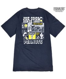  PEANUTS( ピーナッツ)/スヌーピー Tシャツ 半袖 バック プリント ジョークール トップス コミック SNOOPY PEANUTS JOE COOL/ネイビー
