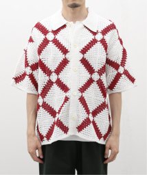 EDIFICE(エディフィス)/LA BOUCLE (ラブークル) hand crochet ニット シャツ/ホワイト