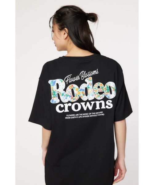 RODEO CROWNS WIDE BOWL(ロデオクラウンズワイドボウル)/パッチワークパターンアップリケ Tシャツ/BLK
