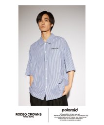 RODEO CROWNS WIDE BOWL(ロデオクラウンズワイドボウル)/Polaroid バックラインシャツ/柄BLU5
