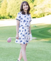 Samantha GOLF(サマンサゴルフ)/レトロ花柄ポロシャツ/ホワイト