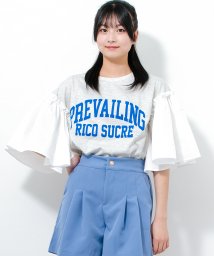 RiCO SUCRE(リコ シュクレ)/カレッジロゴ袖フレアTシャツ/杢グレー