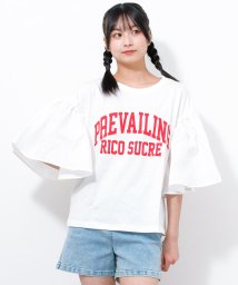 RiCO SUCRE(リコ シュクレ)/カレッジロゴ袖フレアTシャツ/オフホワイト