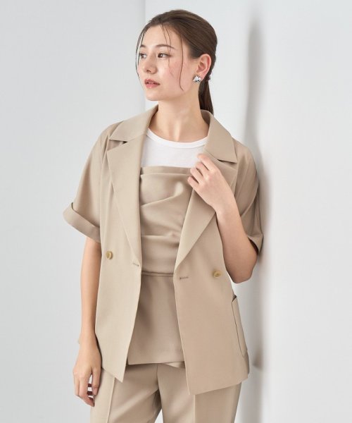 【セットアップ対応商品】ストレッチツイルフレンチスリーブジャケット なし ：model