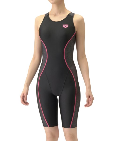 フィットネスワンピーススパッツ（オープンバック・ハーフレッグ・ぴったりパッド） AQUA EXA