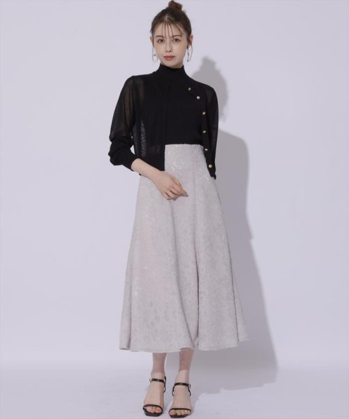 カットジャガード接ぎフレアスカート 