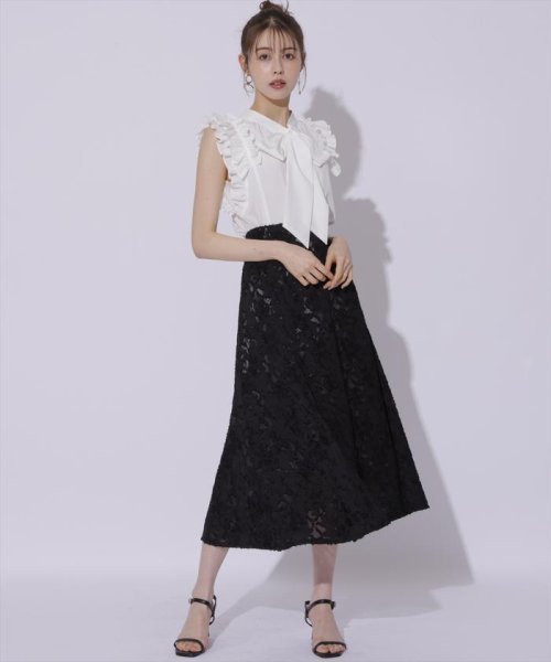 カットジャガード接ぎフレアスカート 