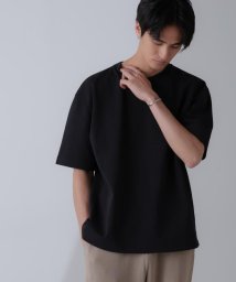 nano・universe(ナノ・ユニバース)/ダブルスムースクルーネックBIGTシャツ 半袖/ブラック