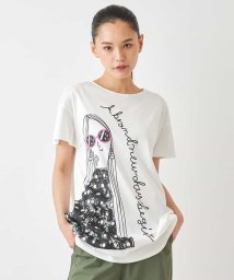 HIROKO BIS(ヒロコビス)/デザインプリントチュニックTシャツ /洗える/ホワイト