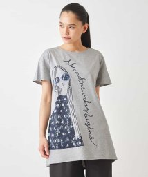 HIROKO BIS(ヒロコビス)/デザインプリントチュニックTシャツ /洗える/ライトグレー