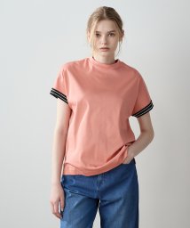 LE SOUK HOLIDAY(ルスークホリデー)/袖テープモックネックTシャツ/ピンク
