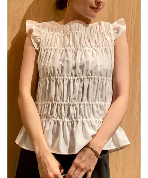 ラッフルシャーリングギャザートップス【手洗い可能】(506241314  