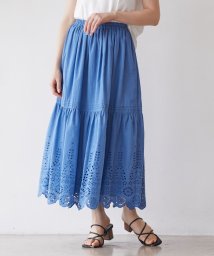 Feroux(フェルゥ)/【洗える】刺繍ティアード スカート/ブルー系