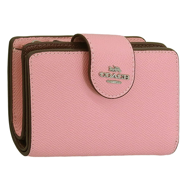 ミニ財布ピンク コーチ 二つ折り財布 シグネチャー COACH コーチ 二