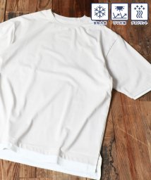 marukawa shonan(marukawa shonan)/接触冷感 フェイクレイヤードTシャツ 重ね着風 カットソー メンズ トップス シンプル 無地 夏 クールTシャツ 半袖/ホワイト