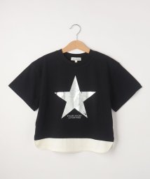 SHOO・LA・RUE(Kids) (シューラルーキッズ)/【110－140cm】裾レイヤード箔プリントTシャツ/ブラック（019）