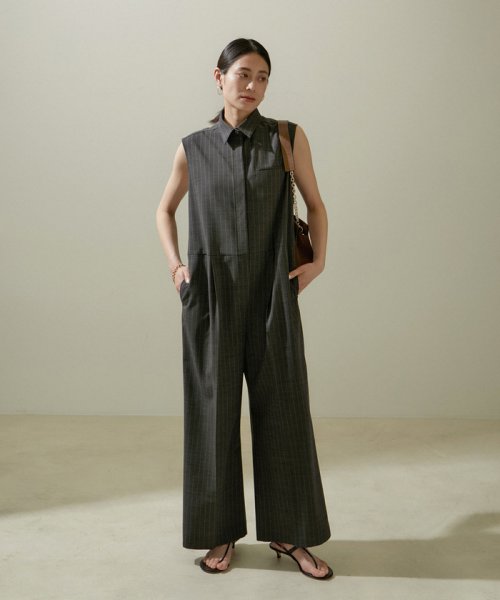 ノースリーブジャンプスーツ 無地/ストライプ【セットアップ対応】 無地/ストライプ セットアップ対応