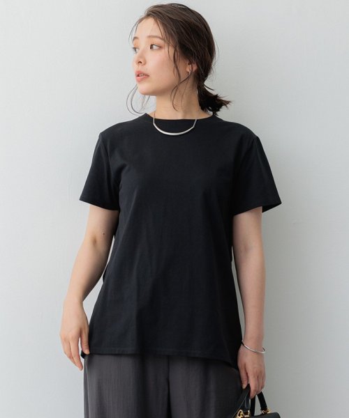 NIJYUSANKU（LARGE SIZE）(２３区（大きいサイズ）)/【SLOW/一部店舗限定】MVSコットン バックデザイン Tシャツ/ブラック系