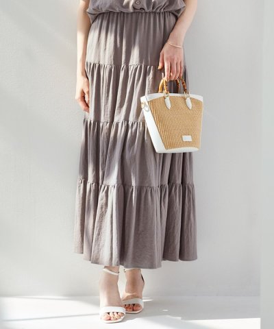 【SLOW/一部店舗限定】ブライトリネン  ティアード スカート