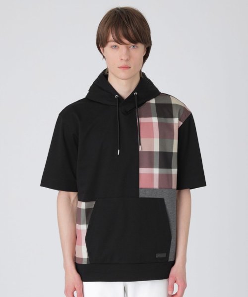 クレストブリッジチェックパッチワークフーディー 