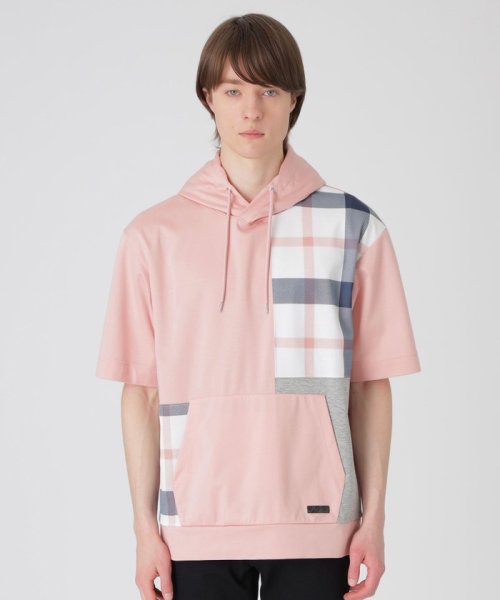 クレストブリッジチェックパッチワークフーディー 