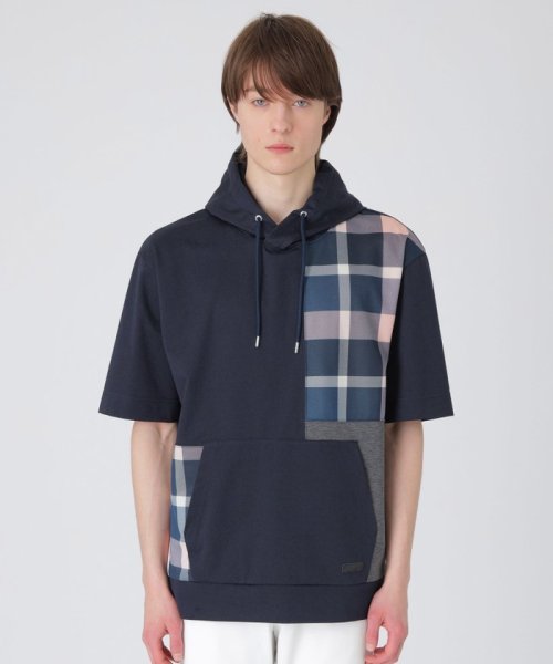 クレストブリッジチェックパッチワークフーディー 