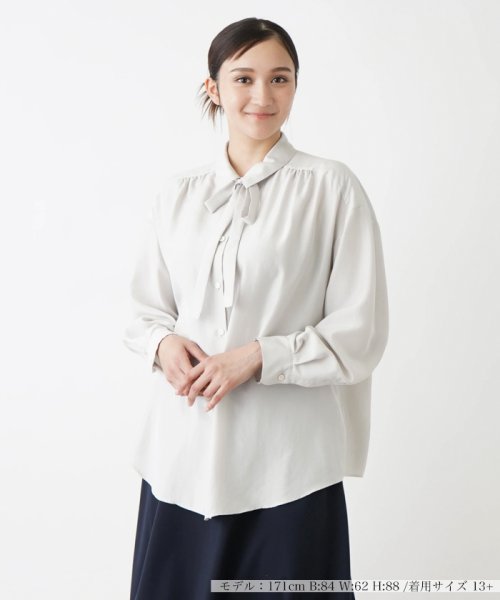 リボンタイ付きシルクブラウス【ETERNAL】 