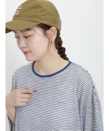 Samansa Mos2/ロゴ刺繍シアーボーダーTシャツ/506266052