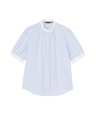 TOKYO SHIRTS/【デザイン】 COFREX 配色衿ギャザー 五分袖 レディースシャツ/506270451