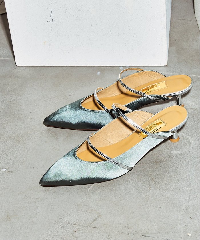 ファッション Le Talon GRISE ポインテッドソフトサテンチュールサンダル （LE 靴