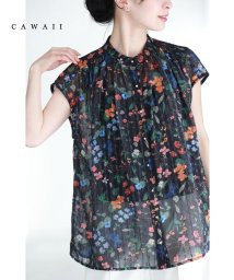 CAWAII/レースラインが浮かぶ鮮やかな花柄シアーブラウストップス/506279090