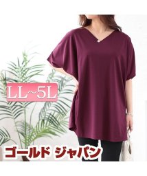 GOLD JAPAN/接触冷感VネックドルマンTシャツ　大きいサイズ レディース ビッグサイズ/506282019
