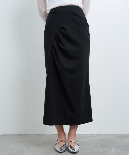 ウールトロピカルドレープタイトスカート 