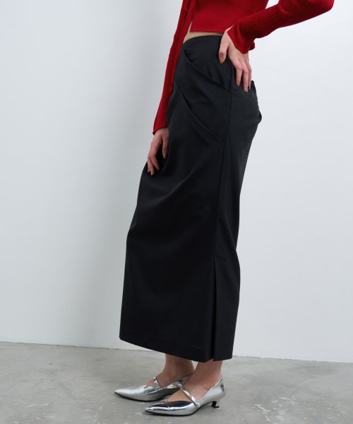 ウールトロピカルドレープタイトスカート 