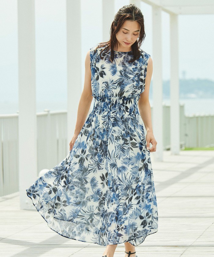 ANNABELLE ネイビーフラワープリントドレス ANNABELLE ネイビーフラワープリントドレス ANNABELLE ネイビー