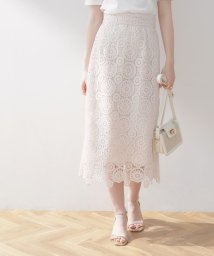 Couture Brooch(クチュールブローチ)/【軽やかで上品なひざ下丈】ケミカルレーススカート/オフホワイト（003）
