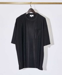 ABAHOUSE(ABAHOUSE)/ストライプ ジャガード 半袖 Tシャツ/ブラック