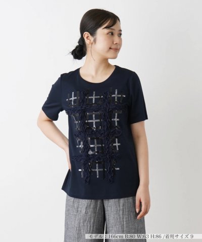 フリル刺繍半袖Tシャツ【Leilian WHITE LABEL】
