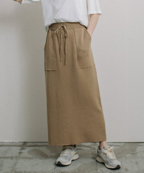 【Liyoca】綿強撚スムースニットスカート －手洗い可－ H165 Liyoca