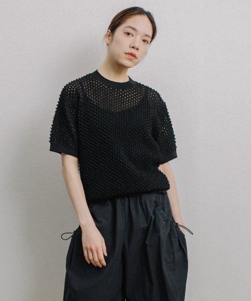 【Liyoca】凹凸編み半袖サマーニット－手洗い可－ Liyoca 5cm