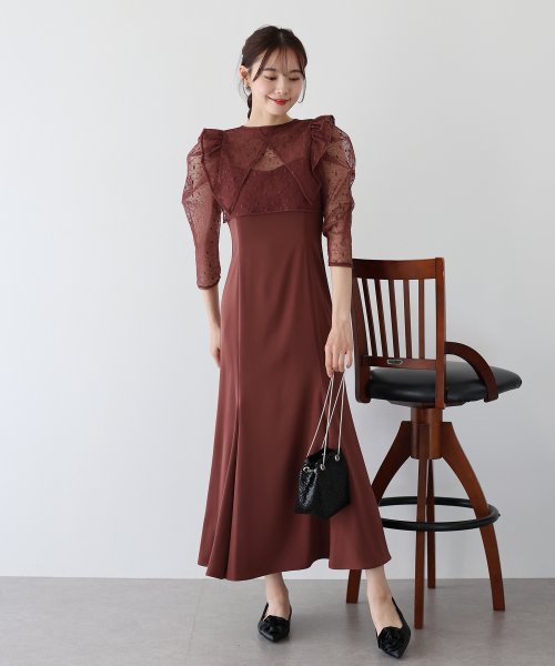 フリルレースボレロ×マーメイドワンピースドレス 