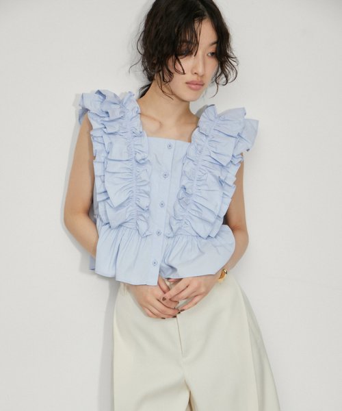 【サステナブル】ペタルフリルブラウス 