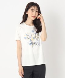 CORDIER(ＣＯＲＤＩＥＲ)/【M~4Lサイズ】フラワープリント＆刺繍Tシャツ/ブルー（192）